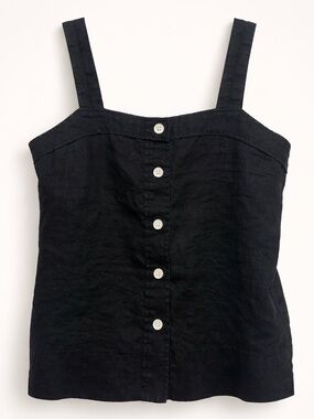 Everlane Black Linen Button Front Tank Top Size 4